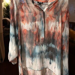 Apt. 9 Women's Sheer Red and Blue Blouse